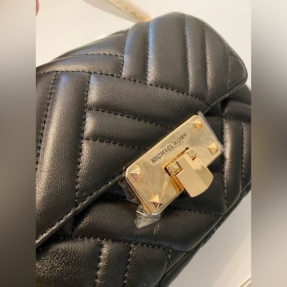 Michael Kors Peyton Black Quilted Chevron Shoulder Bag NWT - Picture 7 of 9